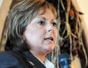 Martinez, shown here announcing her gubernatorial campaign in July. (Photo by Heath Haussamen)