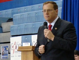 Brian Colón, shown here, picked up the endorsement today of Matthew Padilla, another Democrat who had been considering entering the race. (Photo by Heath Haussamen)