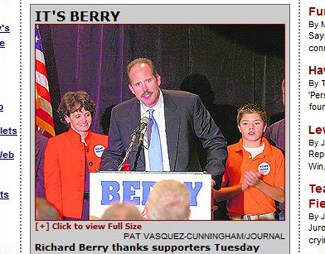 A screen shot of the Albuquerque Journal’s coverage of Berry’s victory.