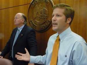 Sen. Tim Keller, right, with Sen. Cisco McSorley earlier this year. (Photo by Peter St. Cyr)