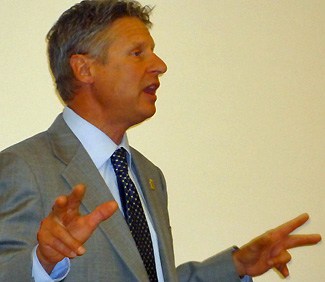Former Gov. Gary Johnson at the UNM Student Union Building (Photo by Peter St. Cyr)