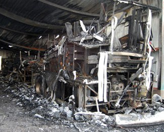 Campaign bus after the fire. (Courtesy photo)
