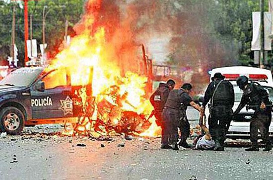 The Juárez Cartel detonated this car bomb in Cuidád Juárez, Mexico in 2010. (Department of Homeland Security photo)