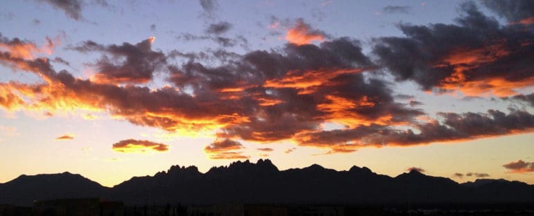 The Organ Mountains at sunrise.