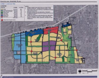 A map of the planned Santolina development west of Albuquerque. Click on the image to enlarge.